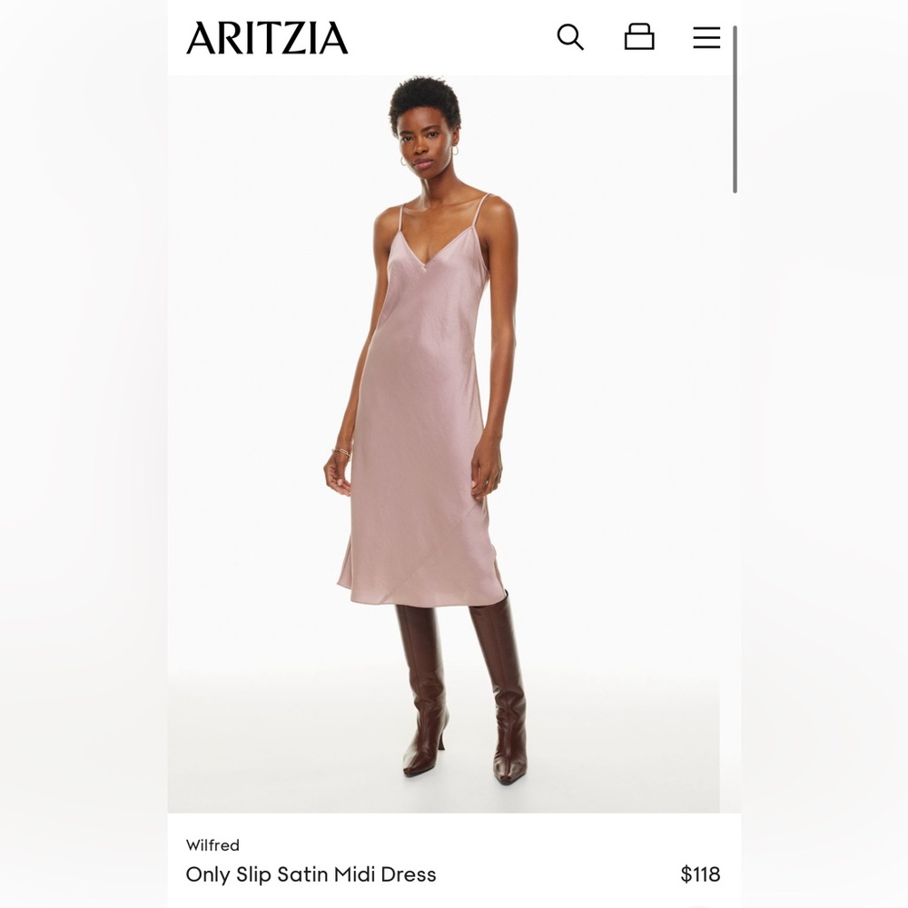 Aritzia Wilfred Only Slip Satin Midi Dress. Size Large. Great condition.